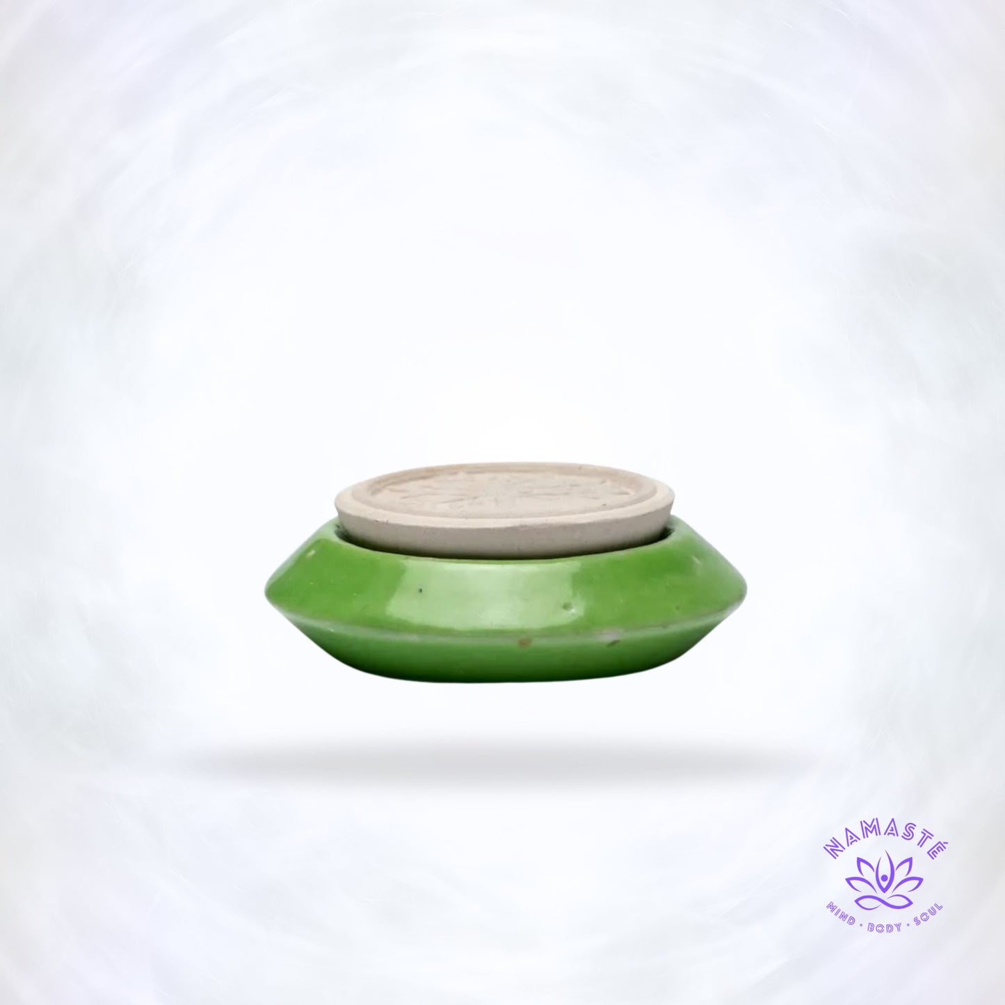 Groene keramische geursteen met Levensboom symbool.