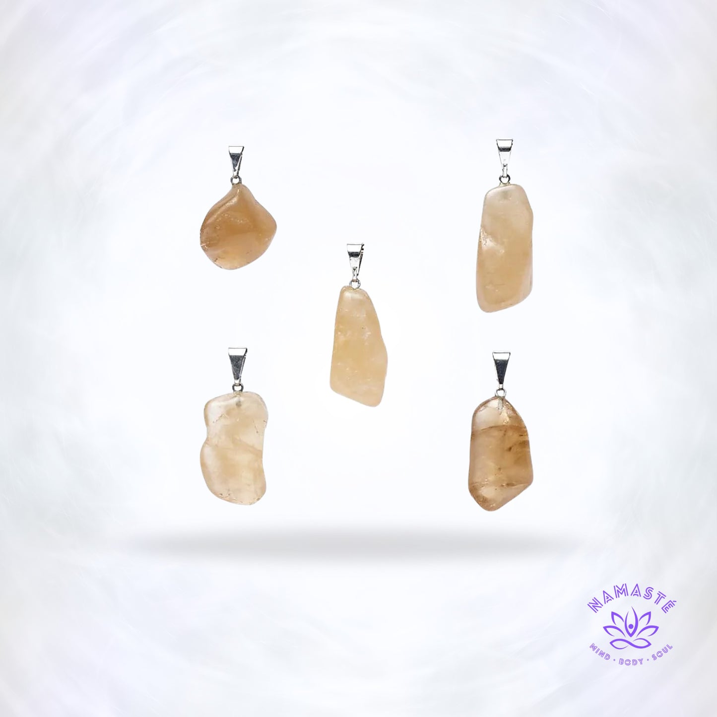 Citrien edelsteenhanger – levendige gele steen die energie, positiviteit en bescherming tegen negatieve invloeden brengt.