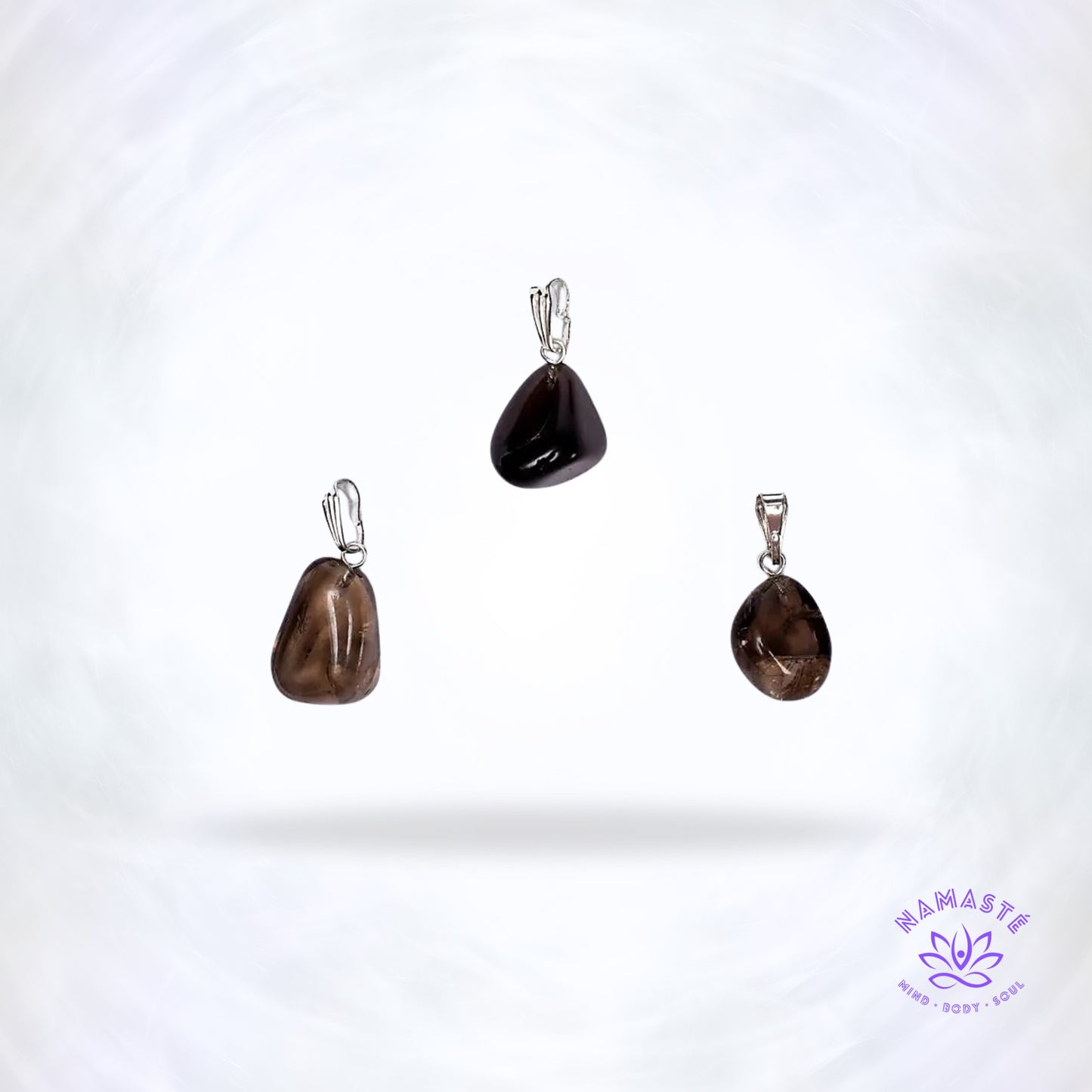 Rookkwarts edelsteenhanger – donkere steen die bescherming, aarding en emotionele stabiliteit ondersteunt en negatieve energie absorbeert.