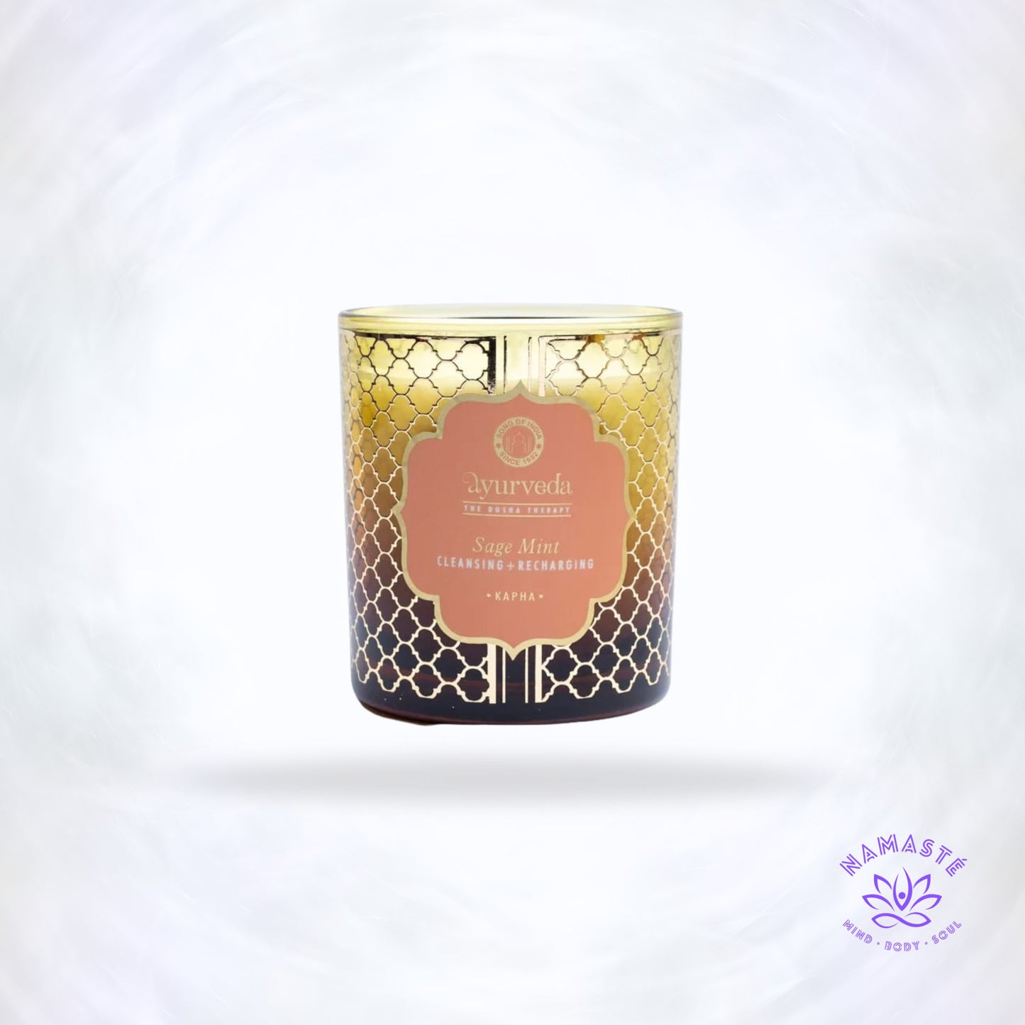 Kapha Ayurvedische geurkaars met salie en munt – handgegoten kaars van soja- en kokoswas die energie, zuivering en innerlijke balans bevordert.