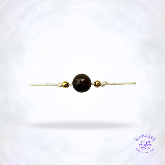 Minimalistische armband met één edelsteen — tijgeroog