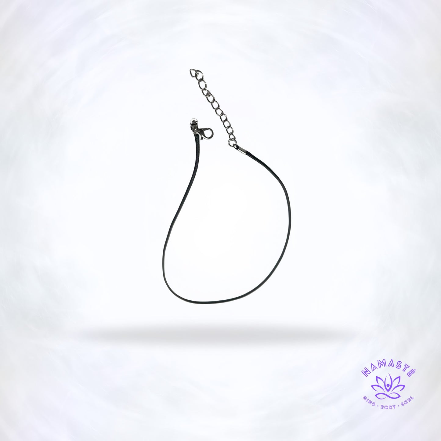 Zwarte katoenen koordketting met lobster clasp en verstelbaar verlengstuk.