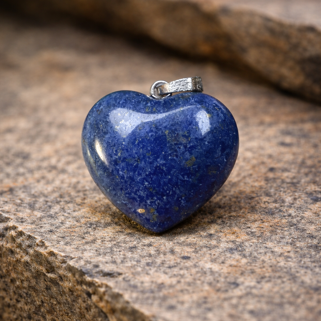 hart hanger in lapis lazuli op steen