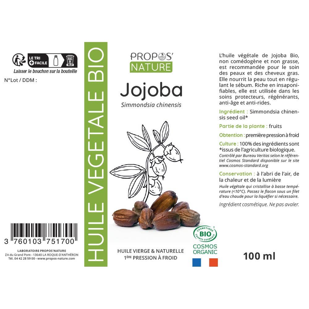 jojoba olie propos'nature label