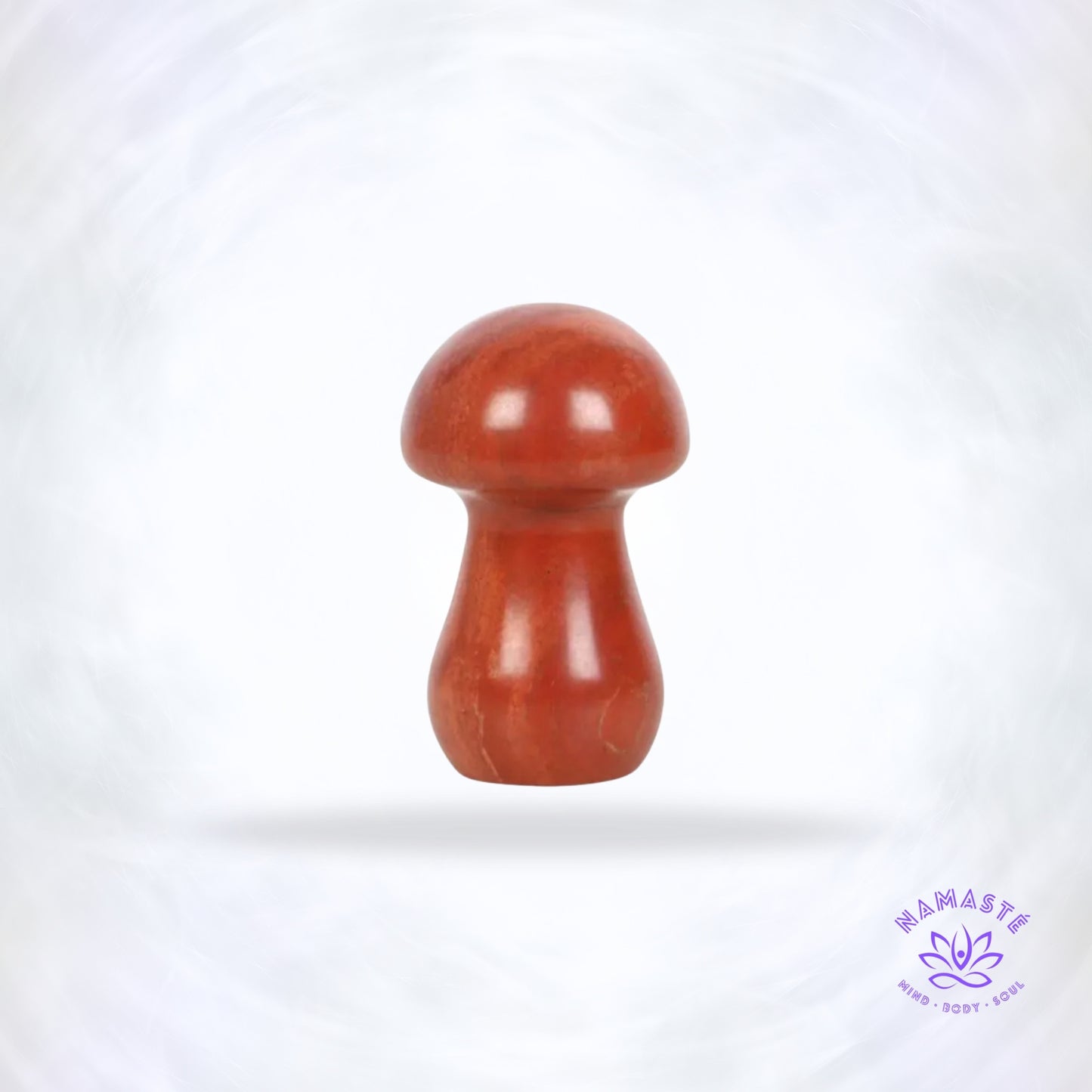 Rode Jaspis kristallen paddestoel van 4 cm – aardende en beschermende steen in decoratieve paddenstoelvorm.