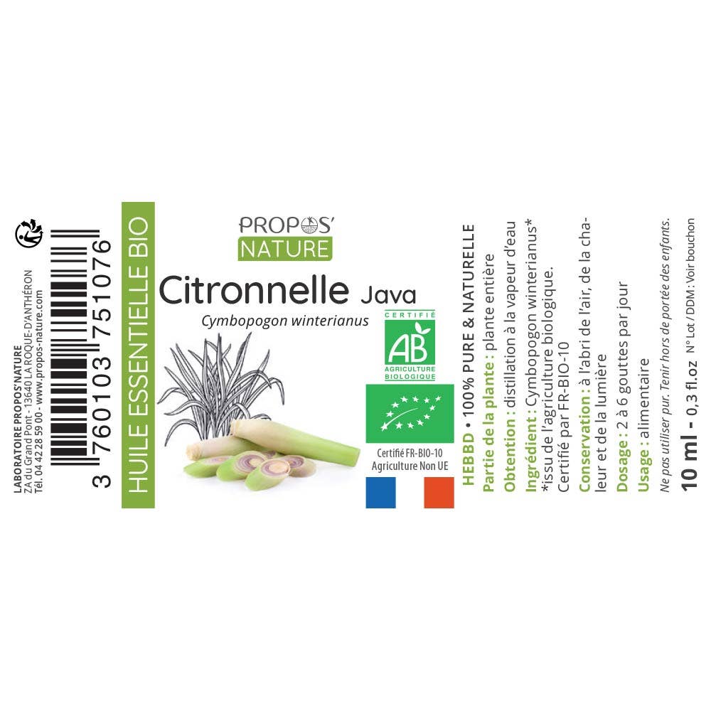 propos'nature citronella olie fleslabel