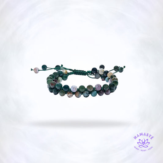 Armband met dubbele rij agaat – aardende edelsteen die balans, kracht en bescherming brengt. Verstelbaar voor een comfortabele pasvorm.