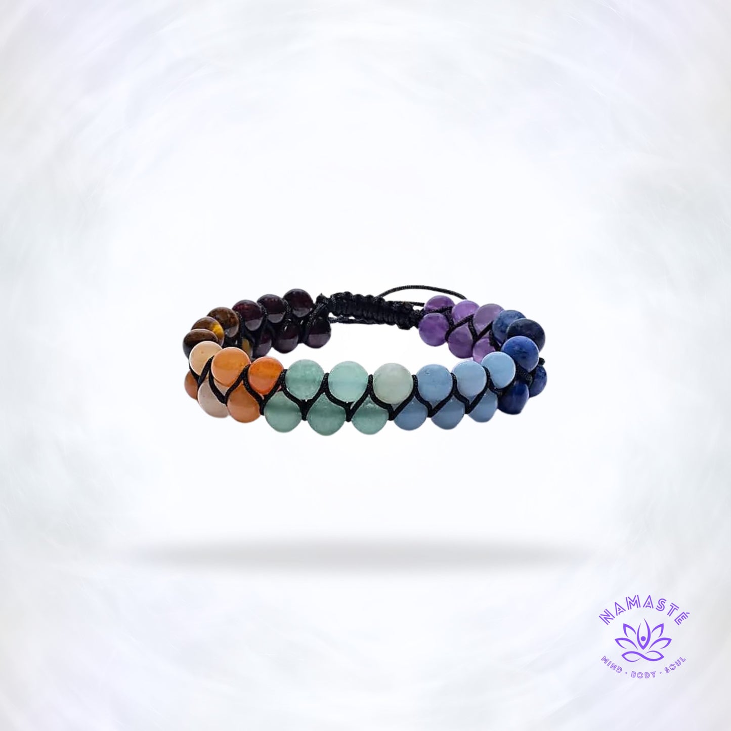 Dubbele rij chakra armband – edelstenen voor alle zeven chakra’s die balans, harmonie en energie ondersteunen.