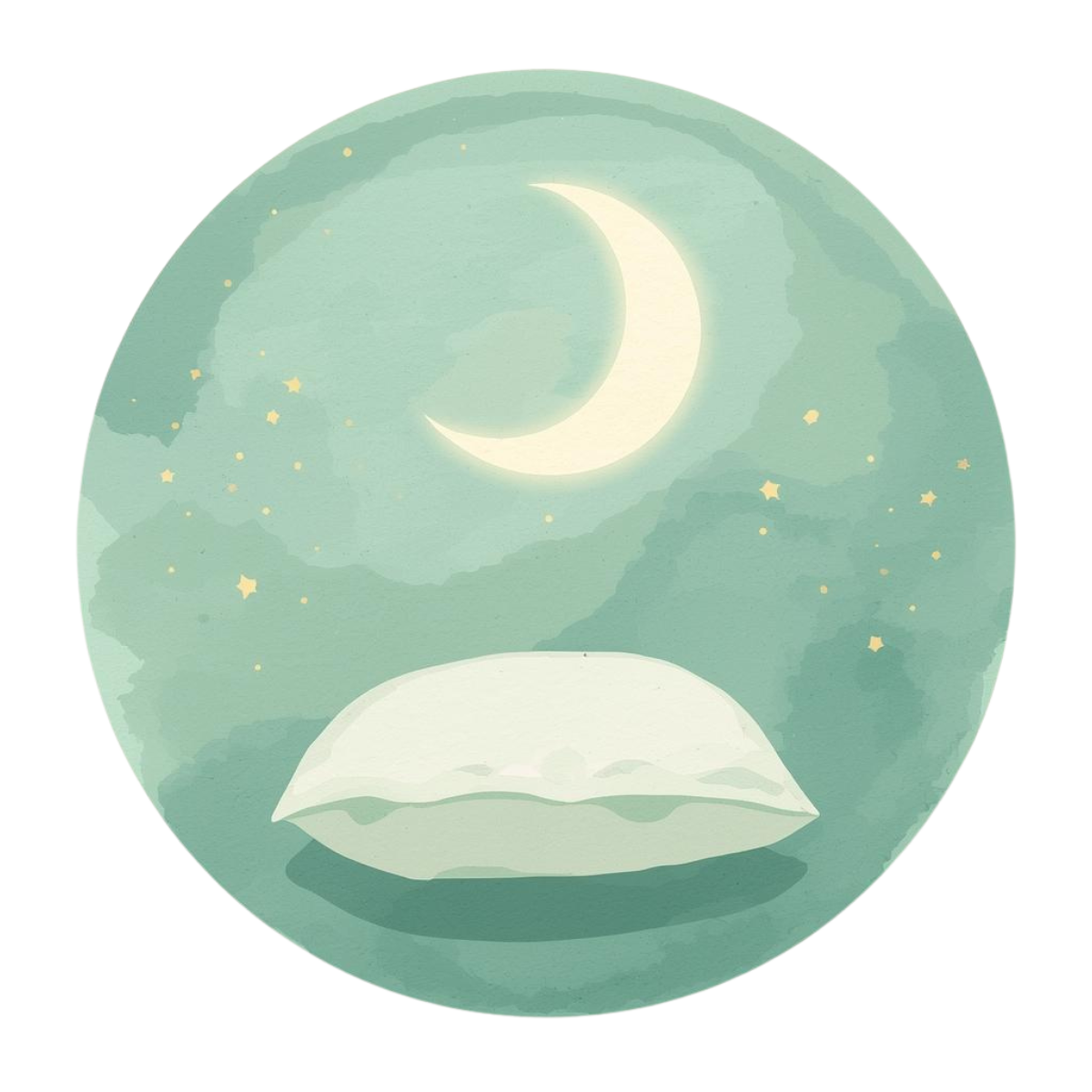 cirkel met een kussen en een maan erboven