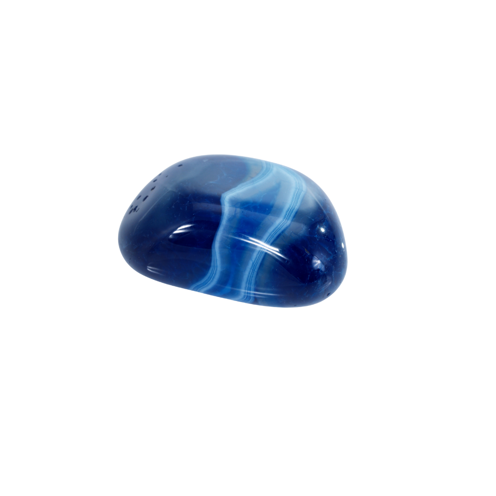 een gepolijste Blauwe Agaat steen