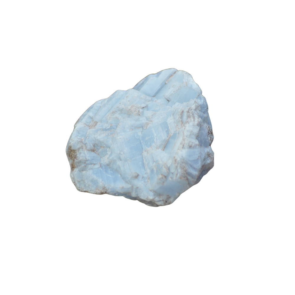 een stuk ruwe blauwe calciet