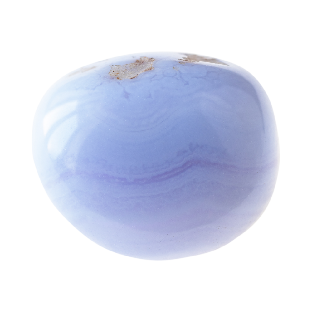 een gepolijste blue lace agaat steen