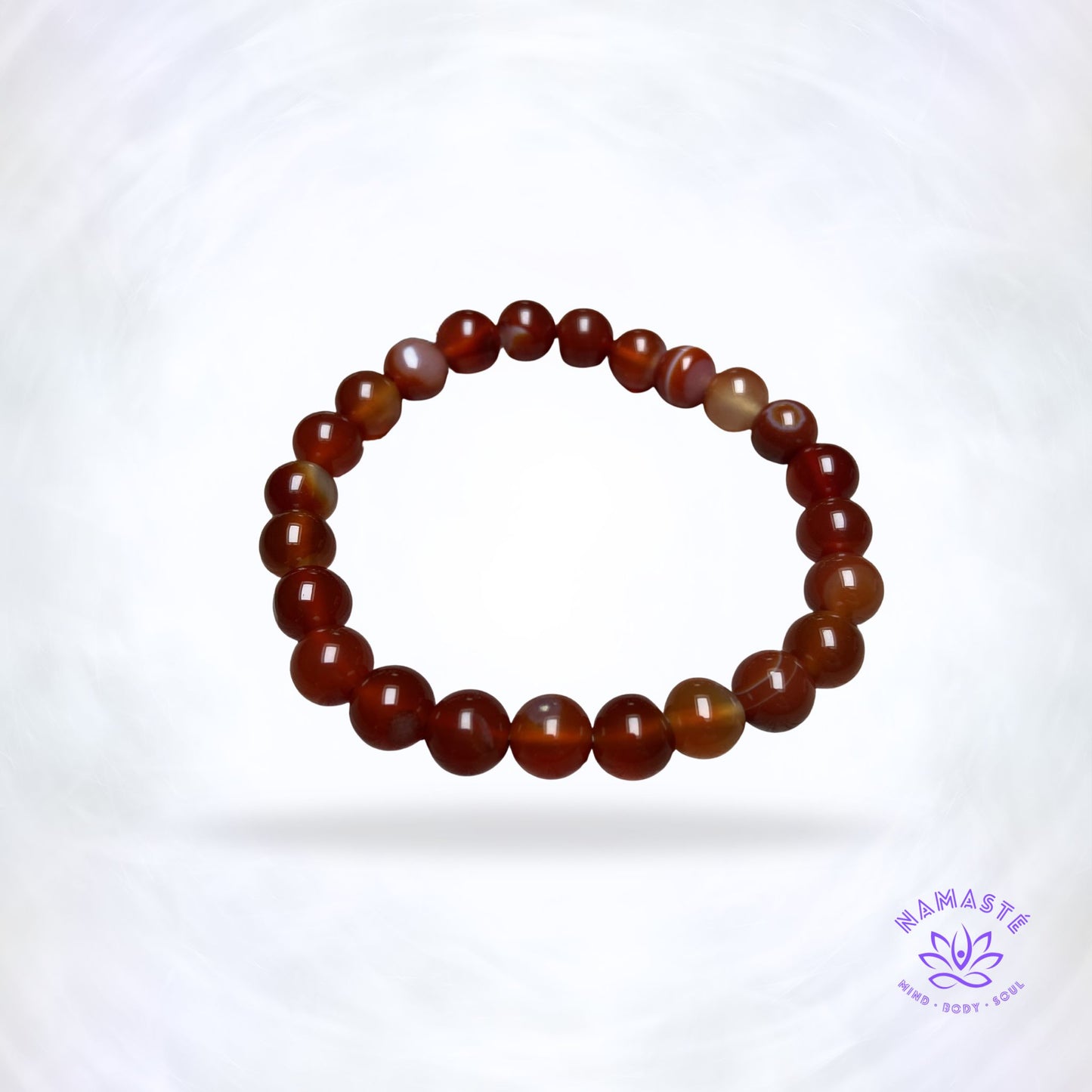 Carneool armband 8 mm – krachtige, vurige armband voor motivatie, creativiteit en levensenergie.