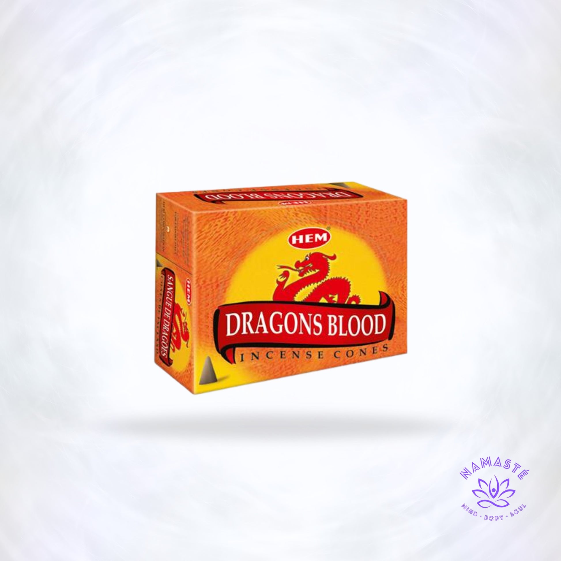 Dragon Blood wierookkegels van HEM – zoet-harsachtige geur met sandelhout en ceder, die beschermt, zuivert en de energie verhoogt.