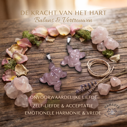 Rozenkwarts Kikker Hanger (ca. 31mm) – Transformatie & Liefde