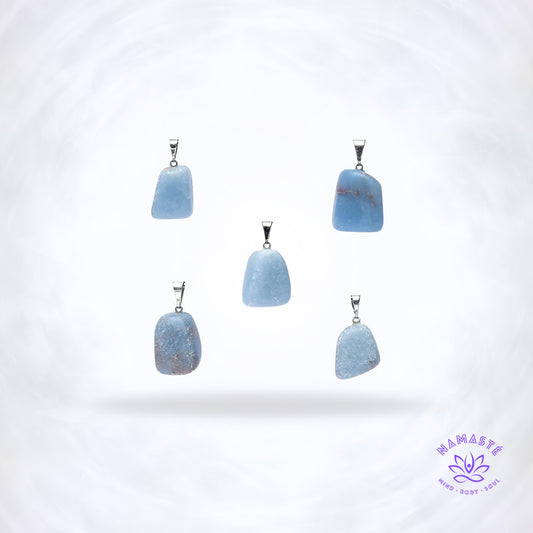 Angeliet edelsteenhanger – lichtblauwe steen die rust, troost en verbinding met beschermengelen brengt.