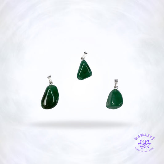 Groene aventurijn edelsteenhanger – natuurlijke steen die creativiteit, volharding en het manifesteren van doelen stimuleert.