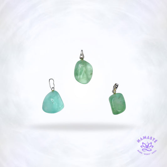 Groene fluoriet edelsteenhanger – krachtige steen die hartchakra, emotionele balans en bescherming ondersteunt.