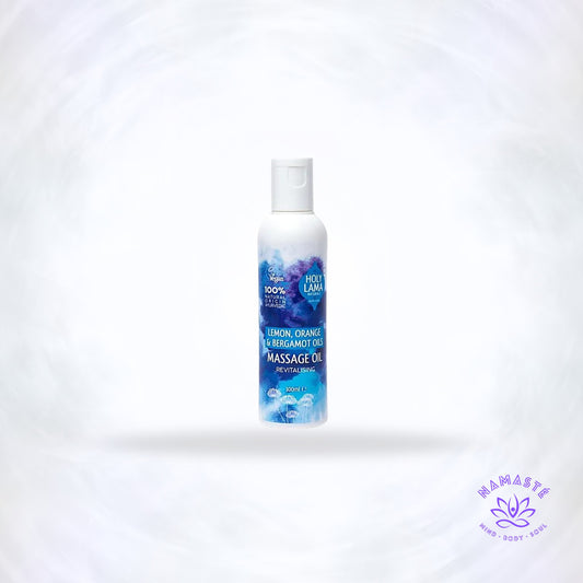 Holy Lama massageolie Revitalizing – Ayurvedische body- en massageolie met sinaasappel & bergamot.
