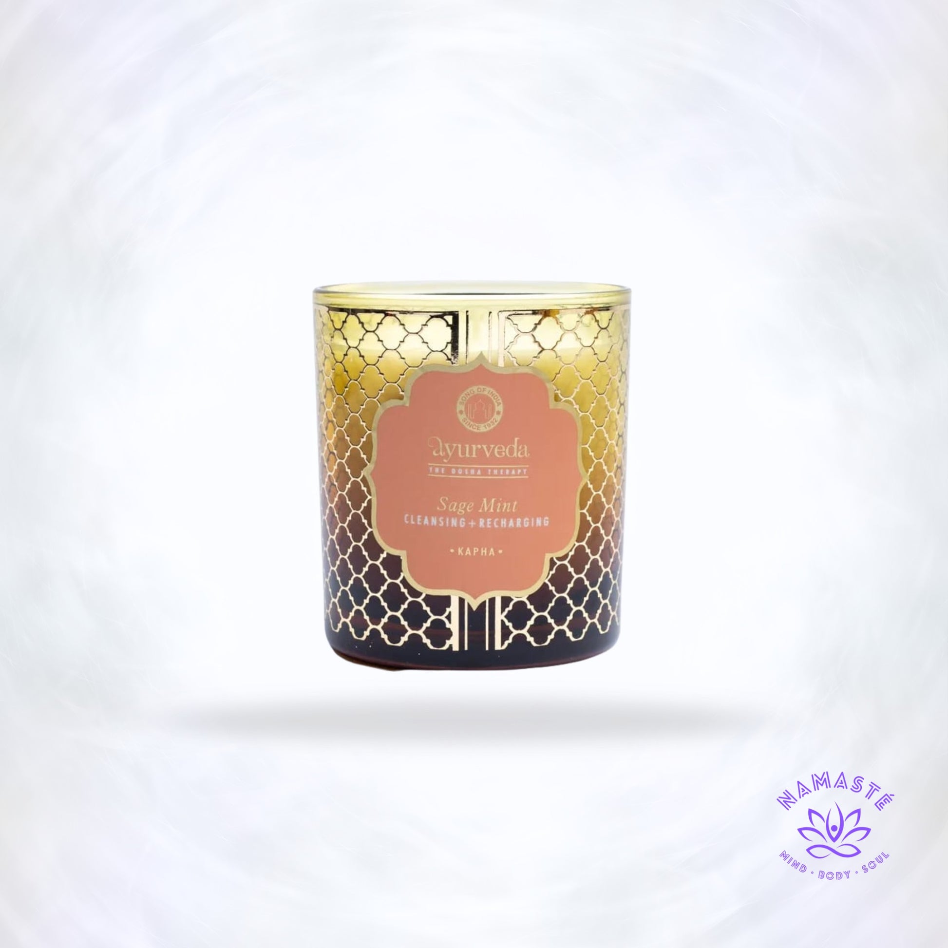 Kapha Ayurvedische geurkaars met salie en munt – handgegoten kaars van soja- en kokoswas die energie, zuivering en innerlijke balans bevordert.
