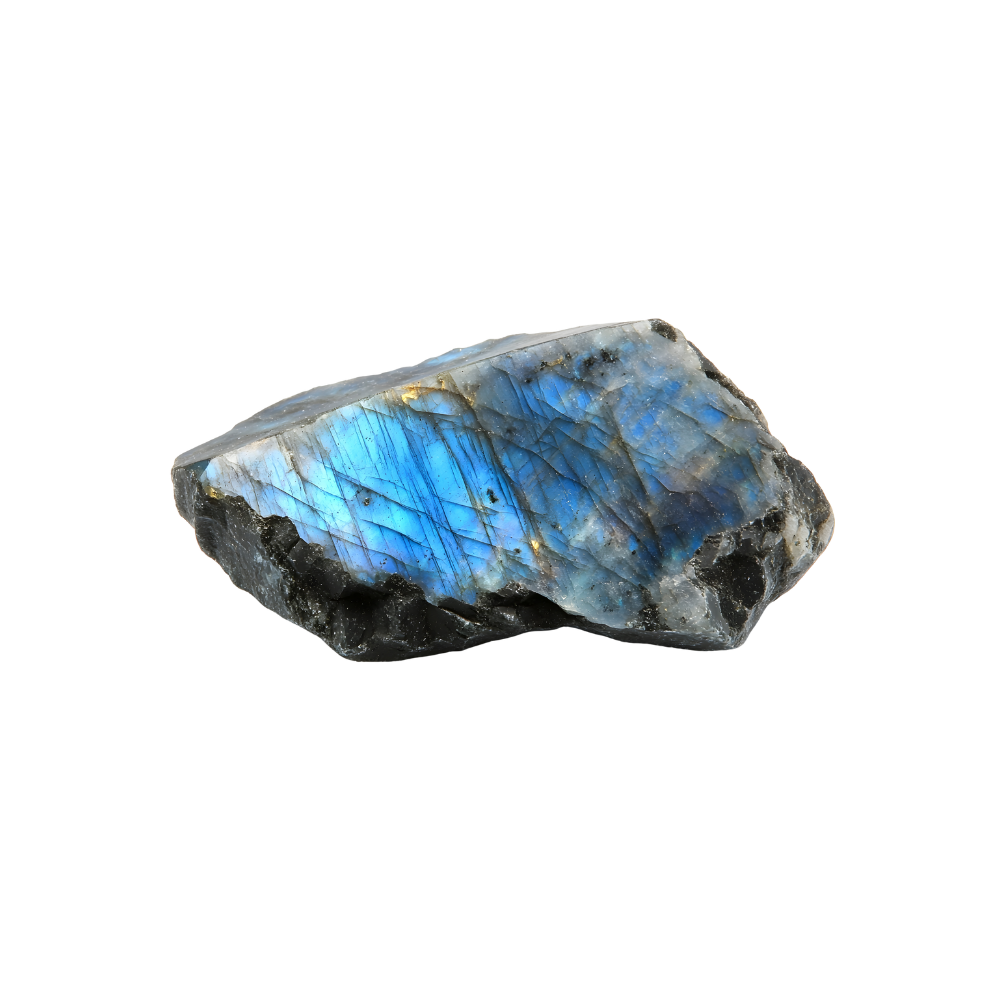 Een stuk ruwe labradoriet