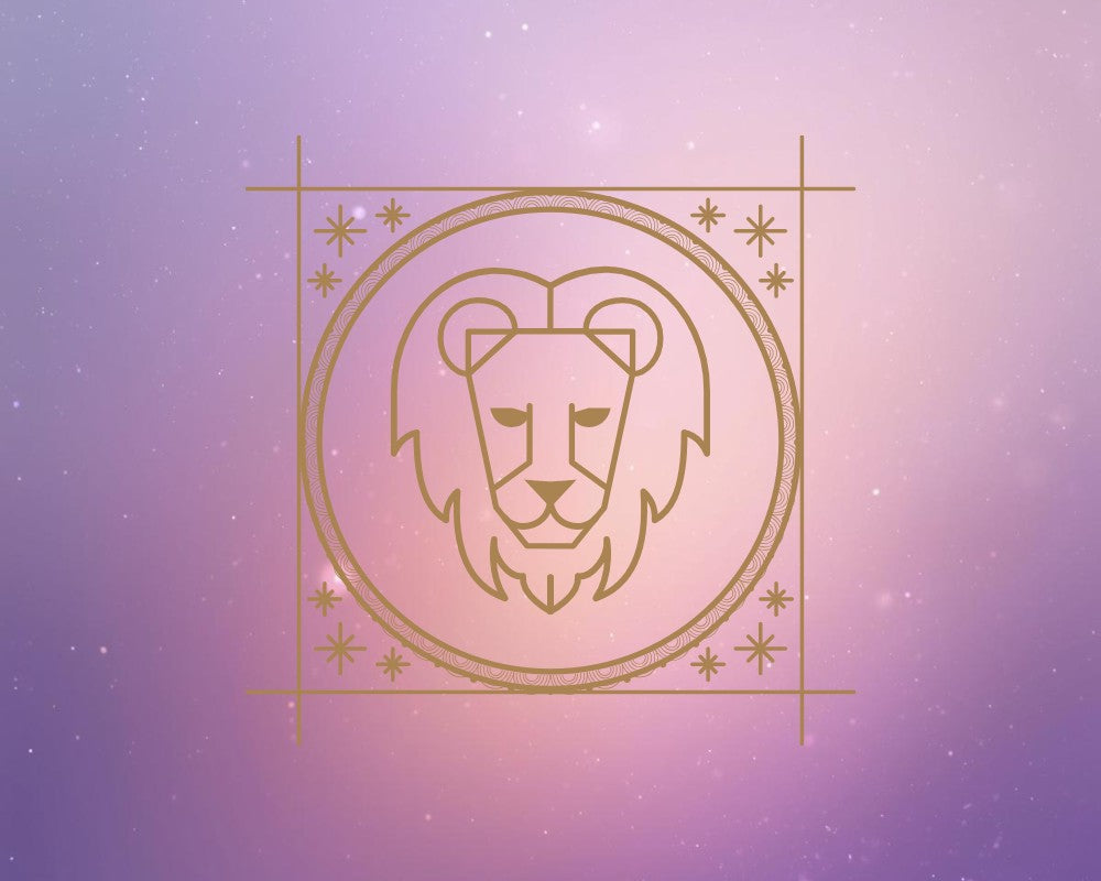 Zachte paars-rose achtergrond met het symbool voor Leeuw