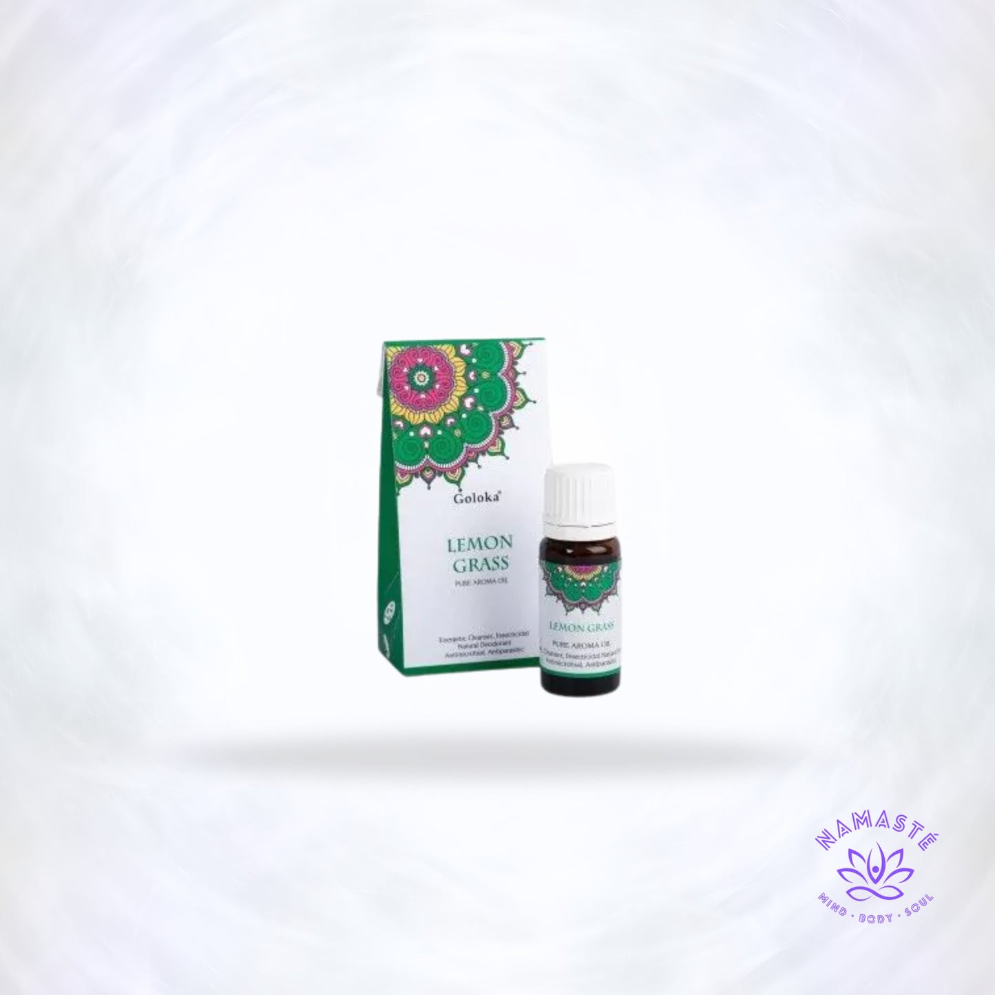 Goloka geurolie Lemongrass – frisse, citrusachtige geur die energie, focus en een zonnige sfeer in huis brengt. Geschikt voor aromabranders of diffusers.