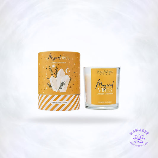 Magical Vibes Geurkaars in glas met de verpakking