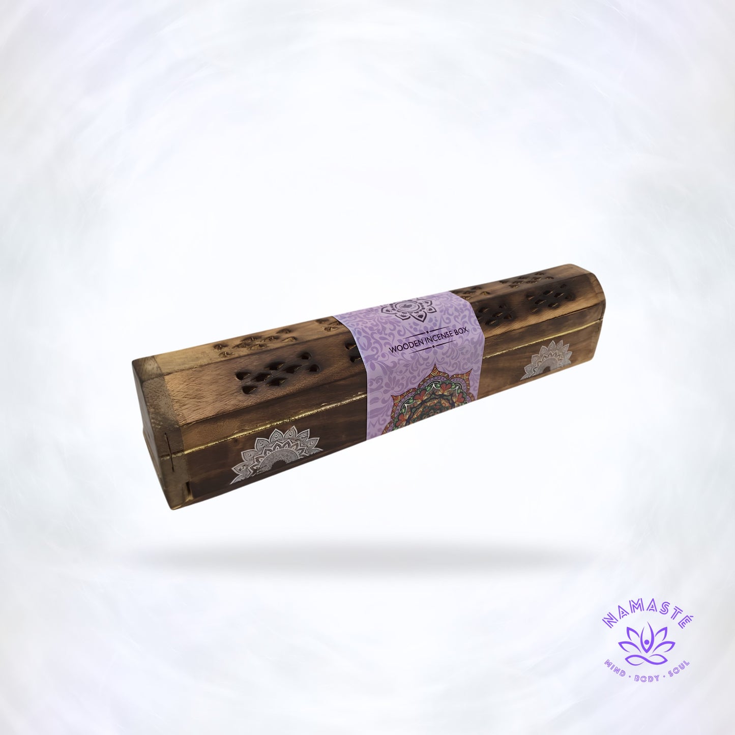 houten wierookdoos met mandala design
