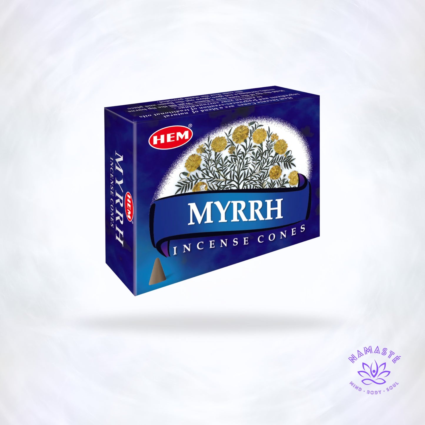 Mirre wierookkegels van HEM – warme, zoet-aromatische harsgeur die ontspanning, bescherming en energetische reiniging ondersteunt.