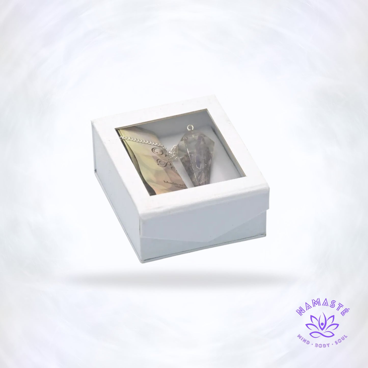 Facetgeslepen orgonite pendel met amethist van AA-kwaliteit in doos