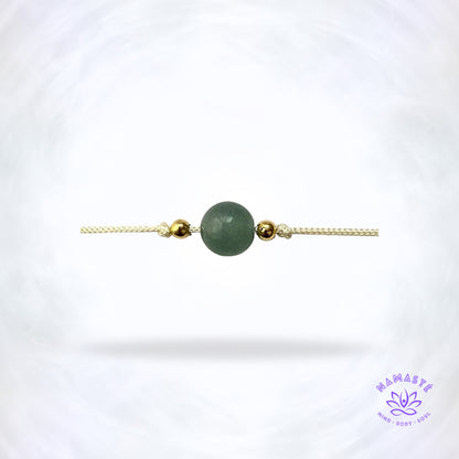 Minimalistische armband met één edelsteen — groene aventurijn