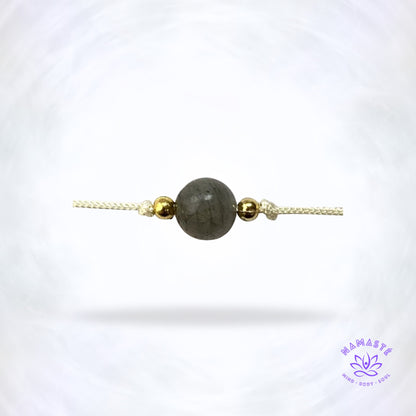 Minimalistische armband met één edelsteen — labradoriet