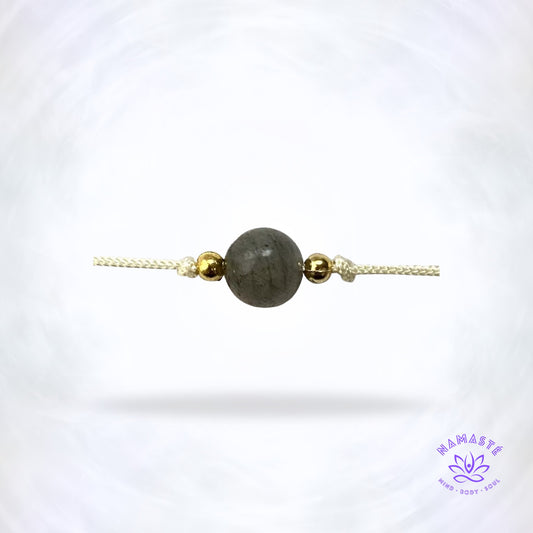 Minimalistische armband met één edelsteen — labradoriet