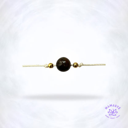 Minimalistische armband met één edelsteen — tijgeroog