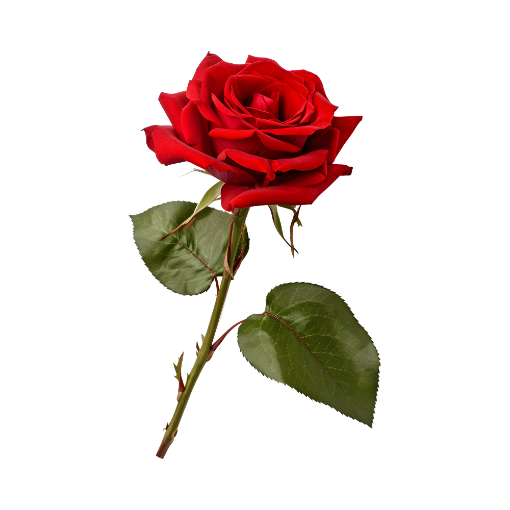 een bloeiende Roos met steel