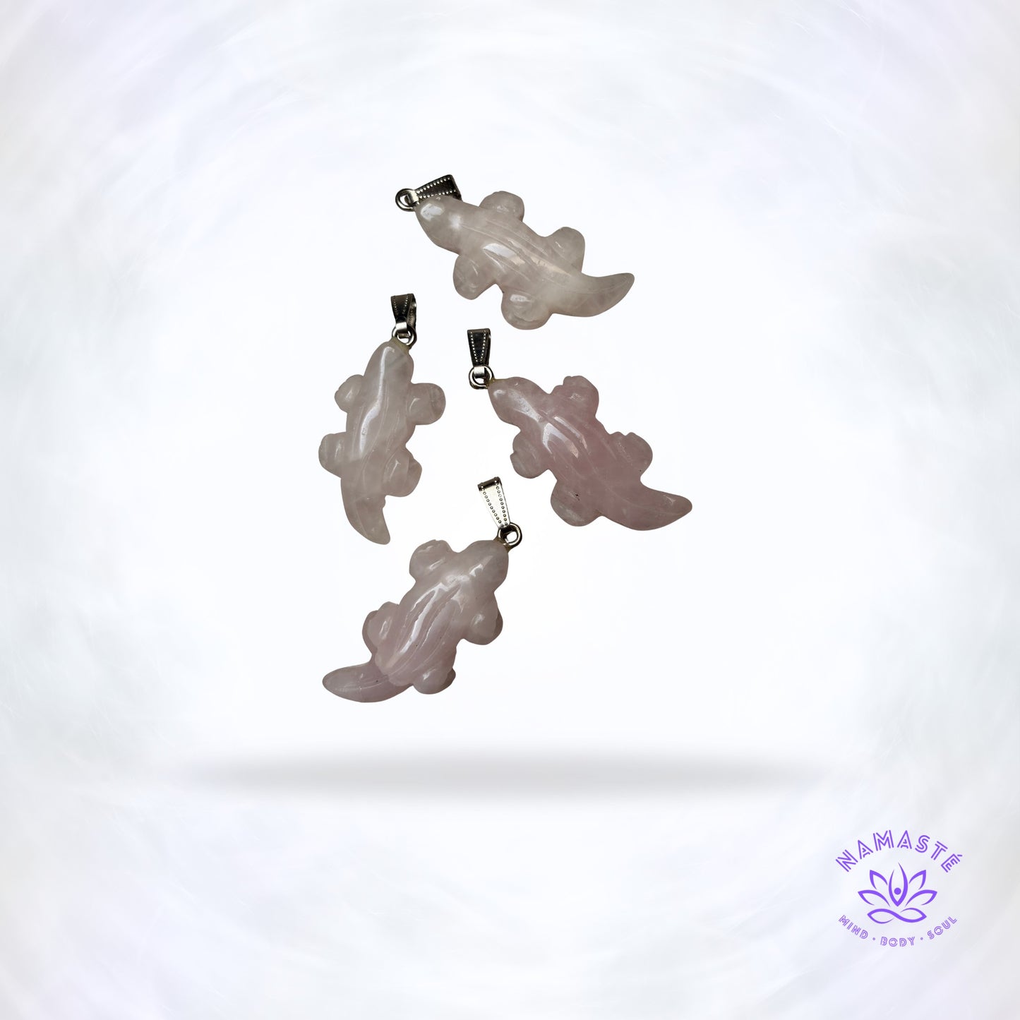 Rozenkwarts salamanders op een achtergrond met logo