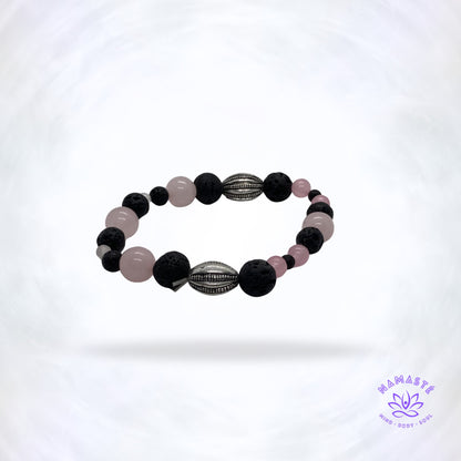 rozenkwarts armband met lavasteen