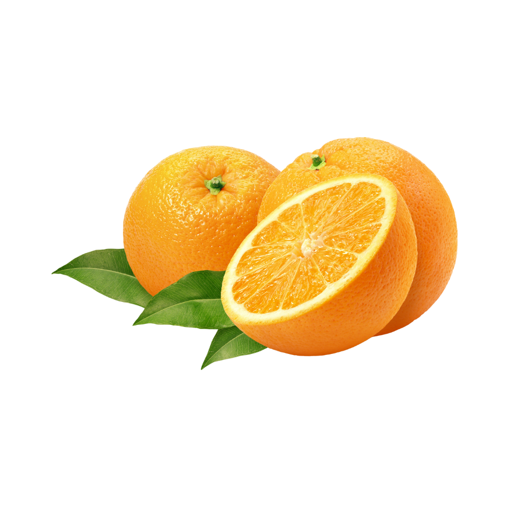 2 hele en een halve Sinaasappel met groene blaadjes