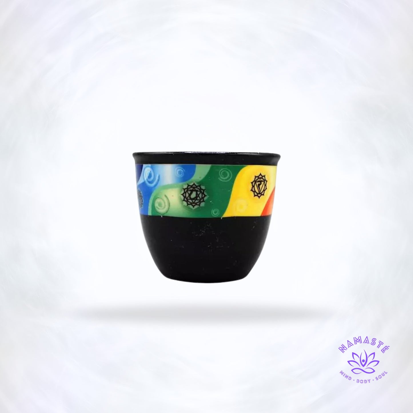 Kleine keramische smudge houder met chakra-design – handgemaakt schaaltje voor smudge sticks, bevordert balans, zuivering en kalmte in elke ruimte.