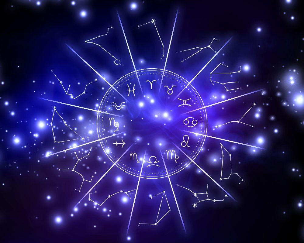 Ruimte afbeelding van alle sterrenbeelden in symbool en in sterren