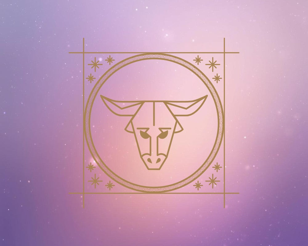 Zachte paars-rose achtergrond met het Stier symbool