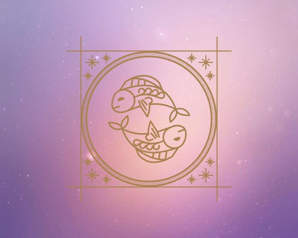 Zachte paars-rose achtergrond met het symbool voor Vissen