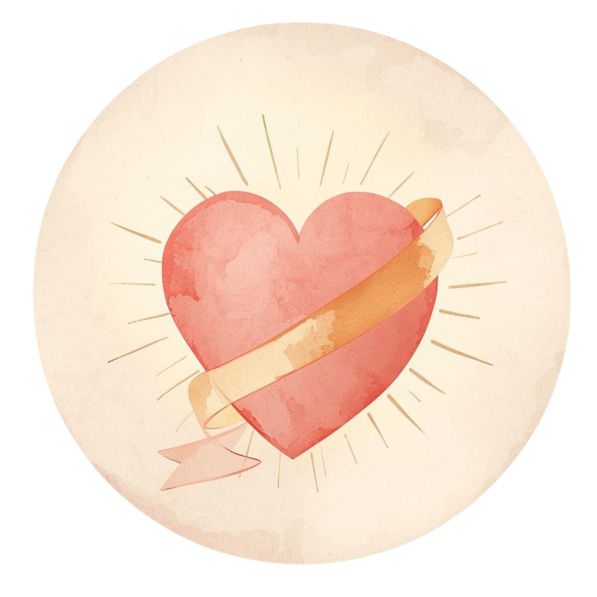 stralend hart met een lintje er rond