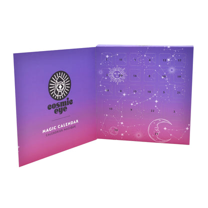 een cosmic eye adventkalender die geopend rechtstaat