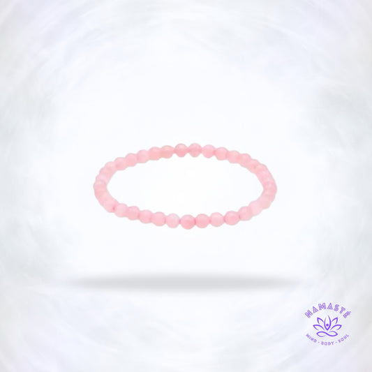 Rozenkwarts armband 4 mm – zachte liefdevolle armband voor hartchakra en emotionele heling.