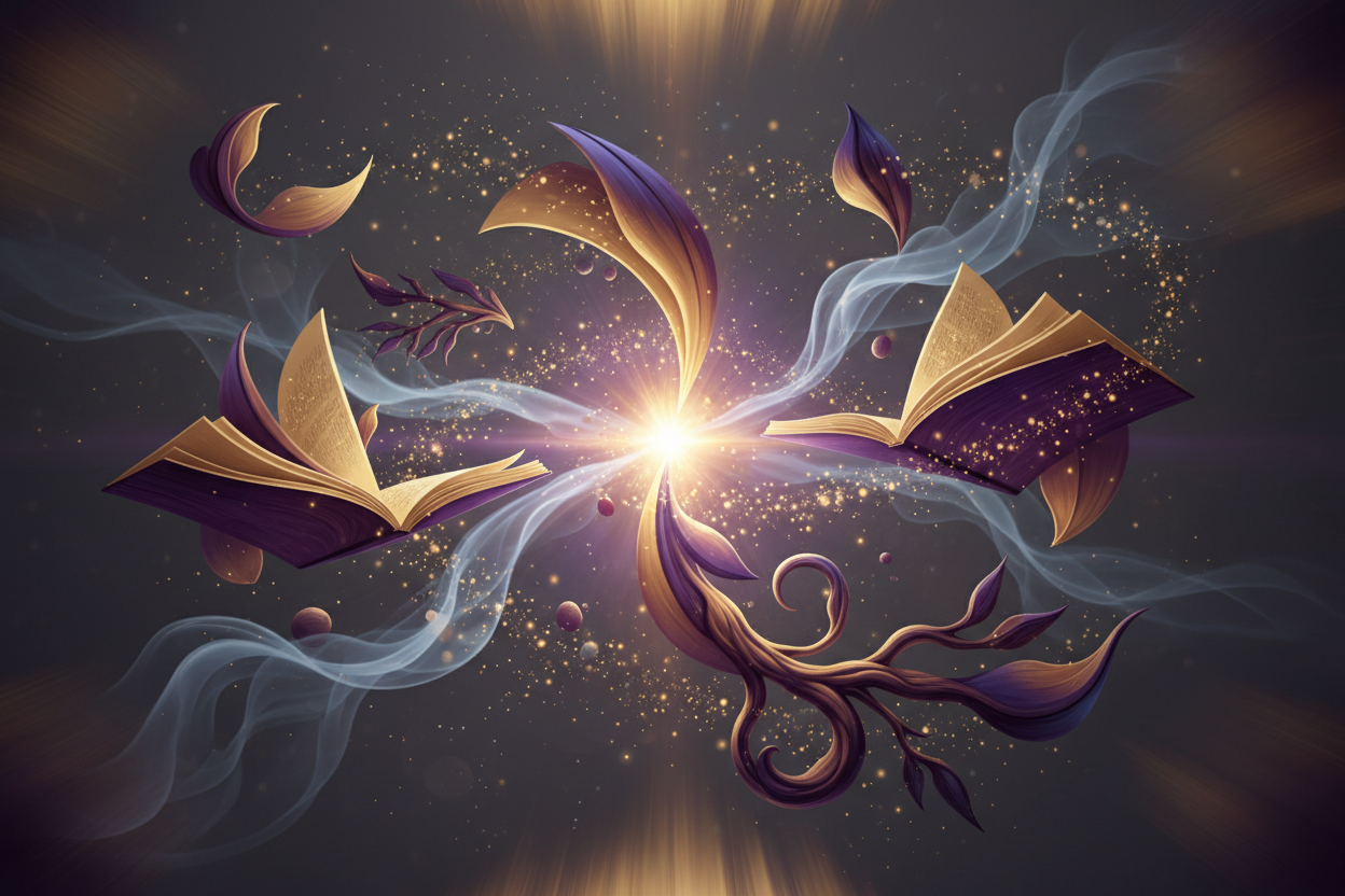 Abstracte compositie die kennis en geur symboliseert