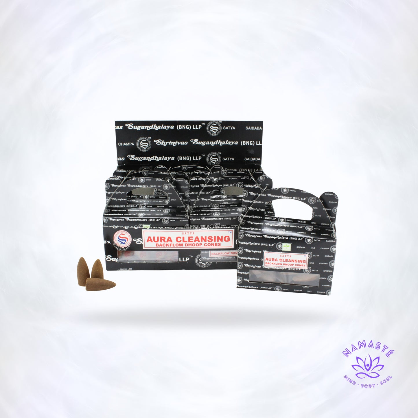 los pack en grote doos aura cleansing backflow kegels op logo achtergrond