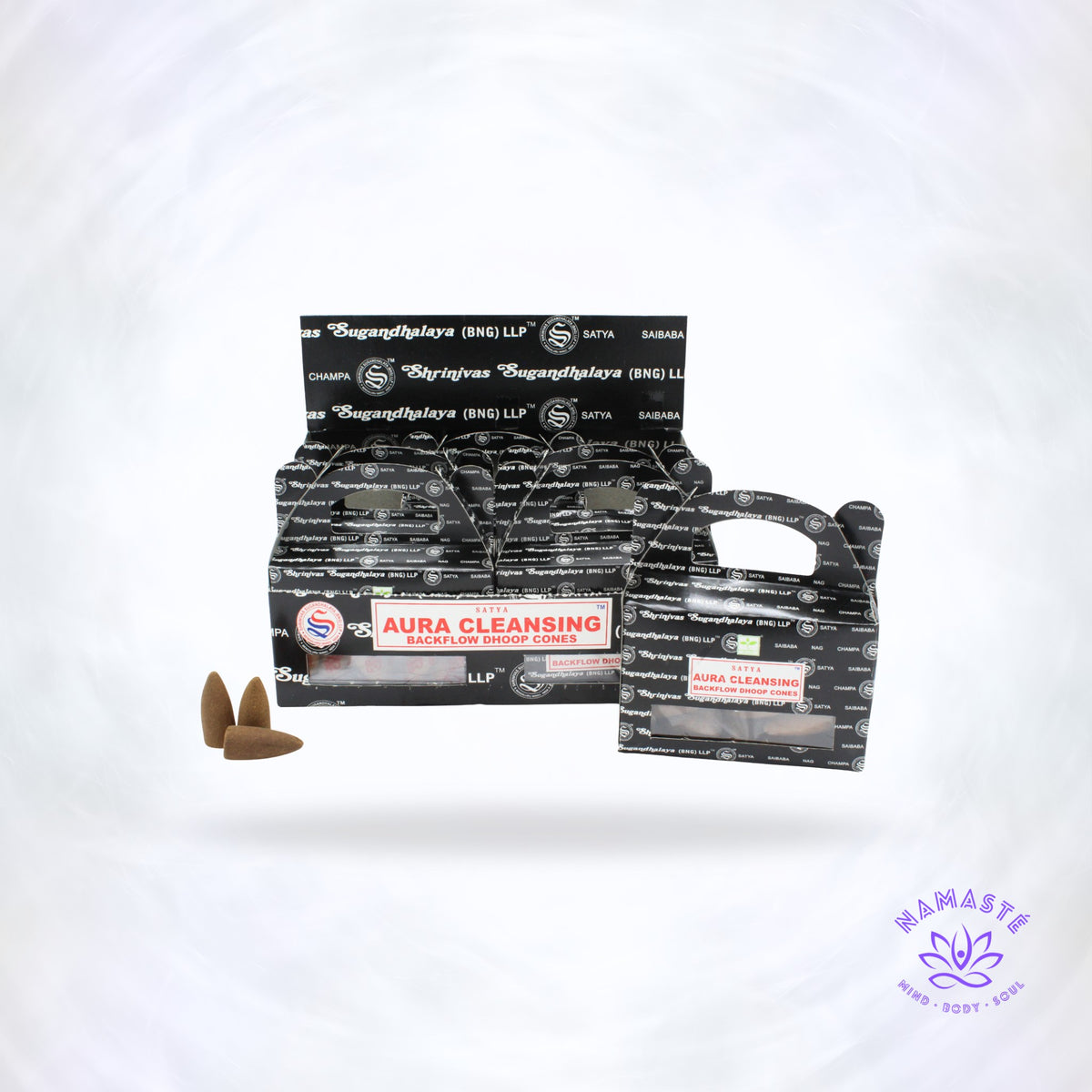 los pack en grote doos aura cleansing backflow kegels op logo achtergrond