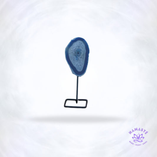 Blauwe Agaat op pin – kalmerend decoratief kristal voor rust en helderheid.